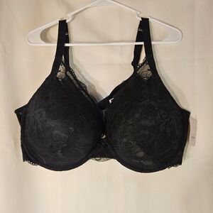Auden Black Lace‎ Plunge Bra Full Coverage Adjustable Straps
